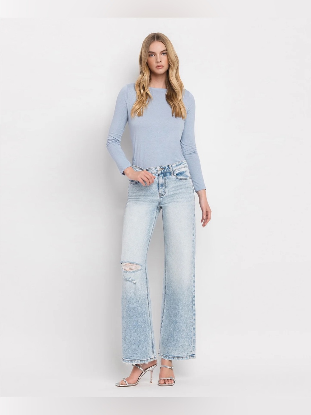 🆕 Lovervet | Tummy Control Super High Rise Wide Leg Jeans Light Wash NWT SZ 31